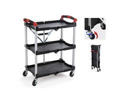 Carrello Di Servizio Pieghevole, Carrello Per Famiglie A 3 Livelli, Carrello Per Utensili Multiuso, Carrello Per Bevande Su Ruote, Carrello Per Servizio Di Cucina Per Cucina, Casa, Hotel,Ufficio Nero