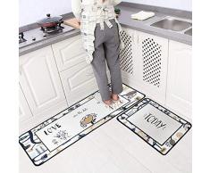 Leebei Tappeti da Cucina Lavabili Antiscivolo,Zerbini Cucina Camera da Letto Bagno Moquette Mat Assorbente (2pcs-Love,15.7×23.6 Pollici+15.7×47.2 Pollici)