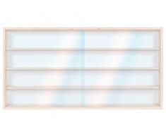 Alsino V80.4 Vetrina espositiva | 80 x 39 x 8,5 cm | in Legno di Betulla Non trattato | 4 Ripiani | 2 Ante plexiglass scorrevoli | Modellismo | Collezionismo | Scala N e H0