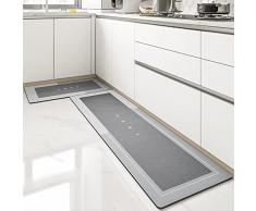Tappetino Antiscivolo Lungo Da Cucina, Tappetino Super Assorbente, Moquette Assorbente Per Acqua E Olio, Tappeti Da Cucina Lavabili E Ad Asciugatura Rapida (45*150cm, Rettangolo Grigio Chiaro)
