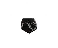 Flayem Nero Cuoio Corpo Catena Punk Catene Multistrato Panca Nightclub Roccia Cintura Gioielli per Donne e ragazze