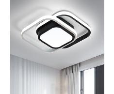 DELIPOP Lampada da Soffitto a LED, 32W 3600LM Plafoniera LED Moderna Quadrata Bianca Nero in Acrilico, Lampadario LED Soffitto per Soggiorno, Cucina, Corridoio, Ufficio, Luce Bianca Fredda 6500K