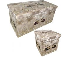 DEMONA PANCA ECOPELLE FANTASIA OCCHI E POUF PUFF CONTENITORI IMBOTTITI 3D TRAPUNTATO OFFERTA (2-Beige, Pouf 38x38cm)