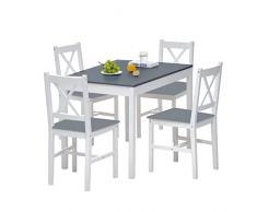 ALLINLIFE Tavolo da Pranzo con Sedie, Set da Tavolo per Sala da Pranzo, Cucina e Soggiorno,108 x 65 x 73 cm (Grigio)