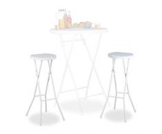 Relaxdays 10020763_49 Sgabello da Bar Pieghevole Set da 2 BASTIAN Resistenti Altezza 80 cm Sedia Alta da Bancone in Plastica Bianco