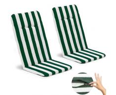 Italytech - 2 Cuscini per Sedie Esterno Giardino con Schienale - Cuscino Sedia Giardino (Schienale Alto 120x48 cm, Verde)