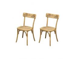 Biscottini 2 Sedie cucina legno 88x55x48cm | Sedia Thonet | Sedie sala da pranzo legno | Sedia cucina seduta Rattan