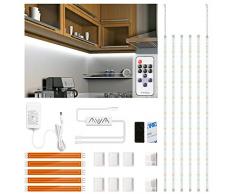 Striscia Led 3m Bianco Freddo, Enteenly Strisce Led con Telecomando Sotto larmadietto Luci Led per Vetrina, Cucina, Scrivania, Mensola, Retroilluminazione TV, Spina EU Certificato CE e GS, 6500K