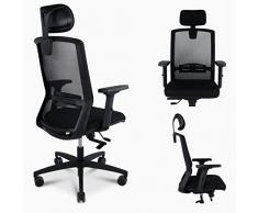 ErgoOtto “Emilia” Sedia Scrivania Ergonomica Compatta, Sedia Ufficio per Cameretta e Gaming Reclinabile, con Braccioli, Supporto Lombare, e Poggiatesta Regolabili, Made in Italy, Montaggio Veloce