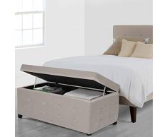 Esidra Cassapanca Ecopelle, Pouf Contenitore Moderno, Panca Imbottita, 140 Cm (Beige), XL