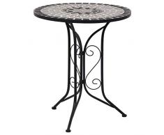 Festnight Tavolo Tavolino da Giardino Rotondo Mosaico in Ferro e Ceramica Grigio,Tavolo Rotondo da Balcone Mosaico,Tavolo da Esterno Rotondo Mosaico,Tavolino da Giardino Rotondo Mosaico 61 x 71 cm