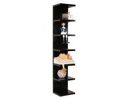 XQY Casa Camera da Letto Librerie Librerie 6 Tiers Parete Mobile ad Angolo Mensola a Muro Scaffalatura in Legno Scaffale Vetrina Organizzatore, Studente Dormitorio Letto Libreria,Nero