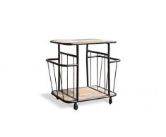 Carrello da Cucina Industriale Hamilton - Legno Massiccio, Prodotto atipico | Linea Industriale Retro per Un Carrello Pratico e di Grande Fascino - Nero Intenso (L56 x H61 x P41 cm)