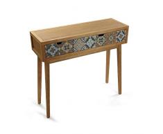 VERSA Alfama Consolle ingresso, Tavolo Consolle, Tavolino Ingresso, Tavolo salotto, con 2 cassetti, Misure (A x L x l) 81,5 x 30 x 90 cm, Legno, Colore Grigio