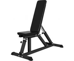 GORILLA SPORTS® Panca Pesi - Pieghevole, Piana o Inclinata, Schienale Regolabile in 7 Livelli, Sedile in 4 Livelli, Max 200 kg - Panca da Palestra, Allenamento a Casa, Multifunzione, Fitness (Nero)