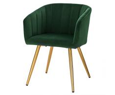 EUGAD Sedia da Cucina Moderna Poltroncina Imbottita in Velluto per Camera da Letto Poltrona Vintage con Schienale Braccioli per Soggiorno Sala dAttesa Verde Scuro 0658BY-1