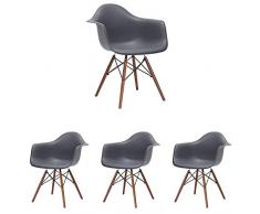 N/A Set di 4 sedie da Cucina Moderne Sedie da Pranzo scandinave Chaise Longue Sedie da caffè Sedia Laterale Design retrò con Gamba in faggio Massiccio (Grigio)