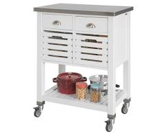 SoBuy Carrello Cucina Acciaio Mobile Cucina salvaspazio con 2 cesti e 2 cassetti Bianco Piano in Acciaio L73*P46*A92 cm FKW83-W