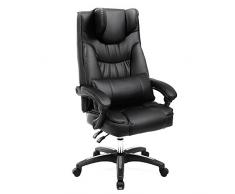 Songmics OBG76BUKV1 - Sedia da ufficio e lounge con rotelle a gravità e poggiatesta pieghevole, ergonomica, girevole, in poliuretano, colore: nero