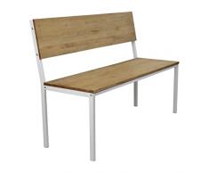 Panca per Sala da Pranzo con schienale in stile industriale vintage Bianco 50x100x86cm 45cm