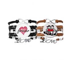 Ragazzo Ragazza Panchina Libro Patriottismo Cina Braccialetto Cinghia In Pelle Corda Per Sempre Amore Wristband Doppio Set