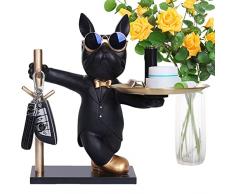 Vassoio decorativo Bulldog | Vassoio portaoggetti Dog Butler Scultura di cane in resina,Cioccolatini, gioielli, chiavi, vassoio porta occhiali per porta, tavolo da pranzo, scrivania, mensola,
