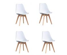 WV leisuremaster Set di 4 sedia di sala da pranzo, Vintage imbottita sedia di sala di ufficio con piedi in legno di faggio massiccio, Bianco Retrò bianco