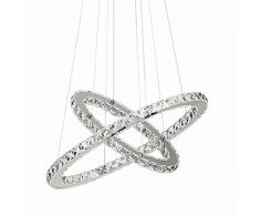 Lampadari, Lampadario in cristallo di vetro Lampada da soffitto a soffitto con due anelli ovali (40 + 60 cm) per sala da pranzo, soggiorno, camera da letto studio (luce neutra)