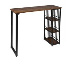 WOLTU BT26dc Tavolo da Bar Rettangolare Bancone da Casa in Metallo e Legno 120x40x105 cm
