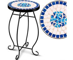 Kesser® Tavolo a Mosaico - Tavolo da Bistro - Sgabello a Fiori Rotondo - Misure 60 x 38 cm - tavolino da caffè in Metallo a Mosaico - Tavolo da Balcone, Patio, terrazzo