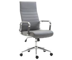 CLP Sedia Ufficio Girevole Kolumbus In Similpelle I Sedia Scrivania Alto Schienale I Sedia Studio Regolabile, Colore:grigio