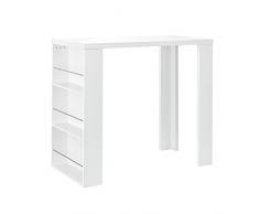 [en.casa] Bancone Bar con 3 Mensole 54 x 13,8 x 32,8 cm Tavolo Bar MDF Bianco Lucido