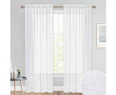 PONY DANCE Tende per Finestre Soggiorno Tende Balcone Trasparenti Voile Tenda Trasparente con Passanti per Interni Tende Bianche 2 Pezzi 132x213 CM