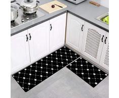 waterfail Tappeti Cucina Set 2 Pezzi Antiscivolo Tappeti da Cucina E Tappeti, Antiscivolo Morbido Tappetino da Bagno Bagno Tappeto Zerbino Runner Tappeto Set