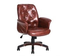 Homy Casa Poltrona da Ufficio a 360 ° Rotazione, Regolabile Sedia per Scrivania in Pelle PU con Braccioli Schienale Ergonomico Imbottitura Morbida, Sedia in Vintage Stile per Lavoro, Marrone