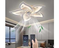 69CM Ventilatore da soffitto con illuminazione luce, LED 50W lampadario con ventilatore da soffitto con telecomando & APP, Moderno Lampada per Soggiorno Camera da letto Ufficio (Bianco)