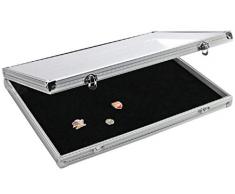 SAFE 5882 bacheca portaoggetti in alluminio per spille | vetrina espositiva per collezionismo | 395 x 300 x 45 mm