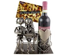 BRUBAKER Portabottiglie Da Vino Regalo A Forma Di Pescatore | Altezza 33 Cm | Con Biglietto 'In Vino Veritas'
