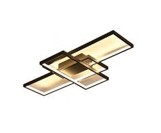 LED Plafoniera Dimmerabile con telecomando Moderno Anello Rettangolo Design Lampada da soffitto per Soggiorno Camera da letto Cucina Sala da pranzo Ufficio sala Scala Applique a muro, Nero, L90CM
