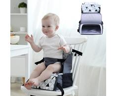 PandaEar seggiolone da viaggio, rialzo sedia bambini da tavolo, pieghevole portatile seggiolino pappa alzasedia alzabimbo con cinghie regolabili per lalimentazione