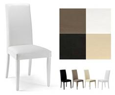 ZStyle Sedia Nancy in Ecopelle Similpelle e Legno Cucina Sala da Pranzo Design Moderna (Bianco)