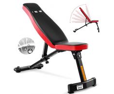 ISE Panca Pesi,Panca Multifunzione Regolabile, Schienale Regolabile in 6 Direzioni,Pieghevole e Salvaspazio con Ruote di Trasporto,Supporto per Gambe per Allenamento Addominale, Max.150 kg, SY-5021