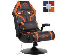 CLP Poltrona Gaming Sonoma con Sistema Bluetooth E Altoparlante Musica Integrato I Sedia Lounge Gamer Girevole in Similpelle con Porta USB Nero/Arancione