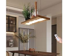 LED Lampada A Sospensione Tavolo Da Pranzo in Legno Rustico Dimmerabile 40W Con Telecomando Regolabile in Altezza Lampada A Sospensione Sala Da Pranzo Studio Soggiorno Cucina