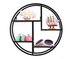 GOTOTOP Decorazione A Mensola in Ferro Mensola a Muro Parete Rotonda Scaffale per Cucina e Soggiorno Decorativo Appeso a Parete Soggiorno Sala da Pranzo mensola di partizione,37 x 37 x 14cm