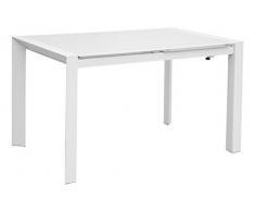 Cribel Seller Tavolo, Metallo Laccato, Vetro temperato, Bianco, 122x80x75 cm