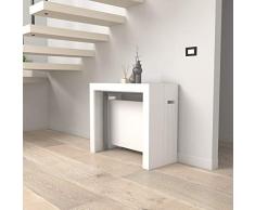VE.CA-ITALY TAVOLO CONSOLLE MERCURIO CON PORTA PROLUNGHE ALLUNGABILE DA 40 A 300 CM, IN DIVERSE COLORAZIONI, ARREDO CUCINA, ARREDO CASA (Bianco frassinato)