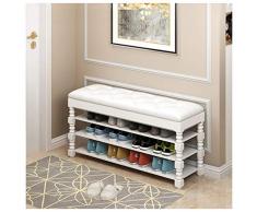 FCBCVBC Retro Home Scarpiera Cambiare Sgabello Scarpiera con Sedile in Legno massello Guardaroba Panca Ribaltabile Scaffale di Design in Pelle PU Montaggio rapido Soggiorno Bagno Hotel può (Colore: