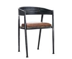CLP Sedia Rustica Imbottita Belvedere I Sedia Design Industriale In Metallo Con Braccioli E Schienale I Sedia Pranzo Vintage, Colore:antico argento