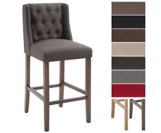 CLP Sgabello Alto Cucina Cassandra in Tessuto E Legno di caucciù I Sgabello Fisso Bancone Design Chesterfield I Sedia Bar Grigio Scuro Antico Scuro